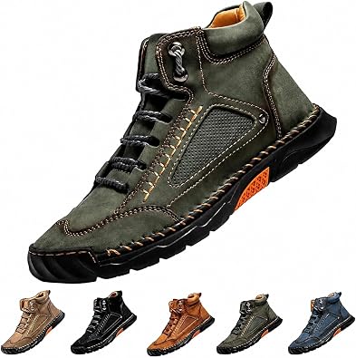 Boots for Men,Handmade Leather Shoes,Comfortable Waterproof Boots Width w/Arch Support for Outdoor Hiking Trekking