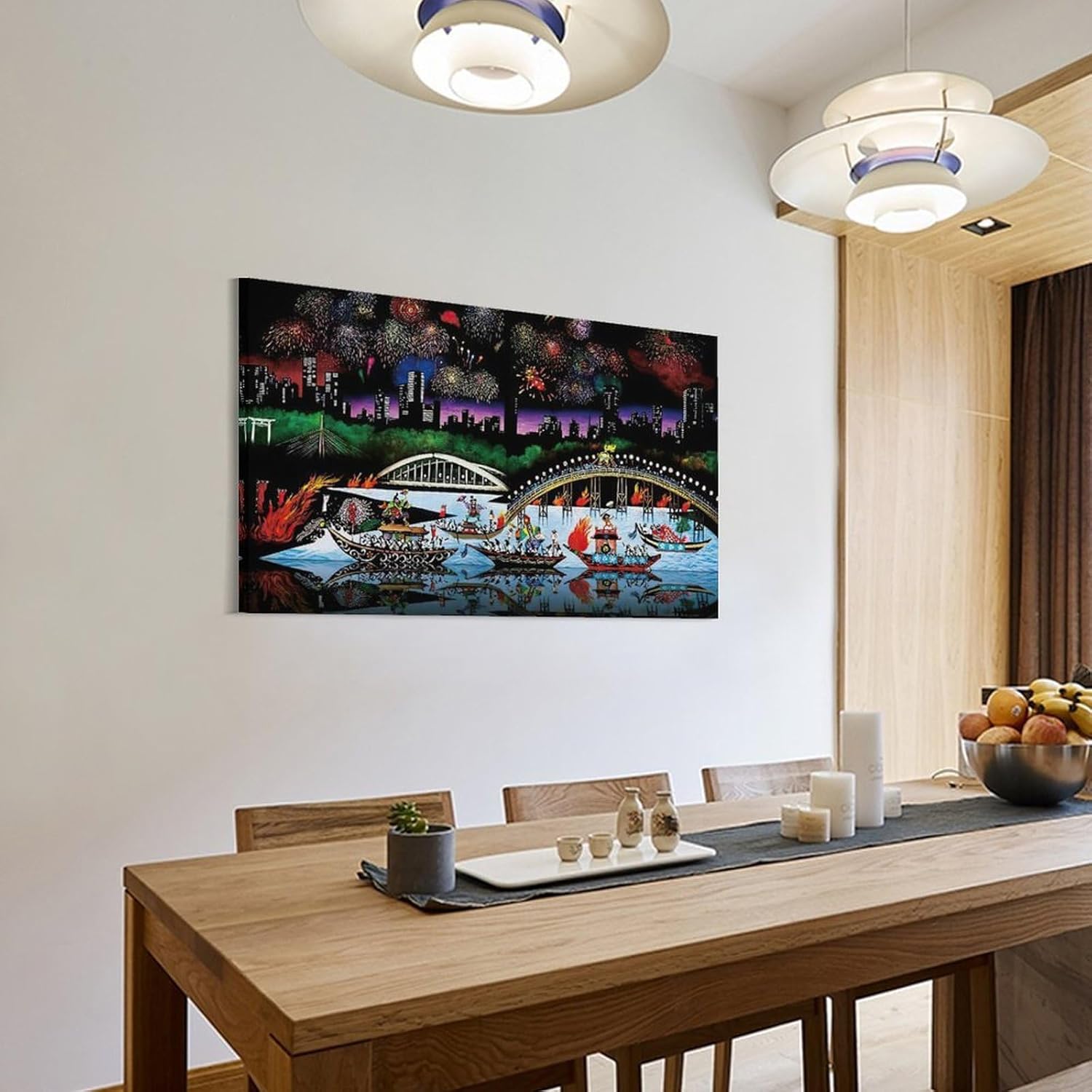 藤城清治 影絵 光と影の世界 夏 祭り ポスター 印刷 壁アート 油彩画