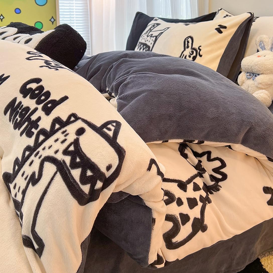 布団カバー 冬用 寝具カバーセット 4点セット 洗える 掛け布団カバー あったか ベットカバー おしゃれ 布団かばー シンプル 寝具