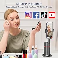Vista 8 de Trípode de seguimiento facial automático, sin aplicación, soporte inteligente para teléfono con control remoto, rotación de 360°, soporte