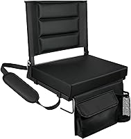 LLEVTIC Stadium Seats with Back Support & Removable Cushion - Portable Bleacher Chair for Sports Games, 350lb Capacity, Black