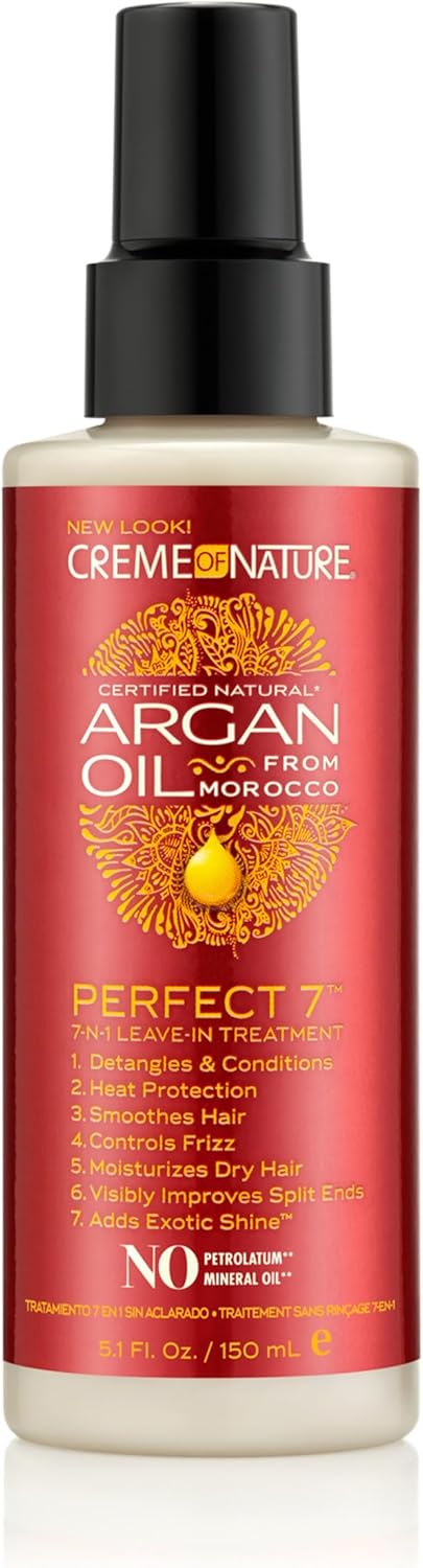 Creme of Nature sulfaatvrije Perfect 7 verzachtende verzorging, met Arganolie uit Marokko, spray voor een zacht en satijnachtig resultaat, 125ml