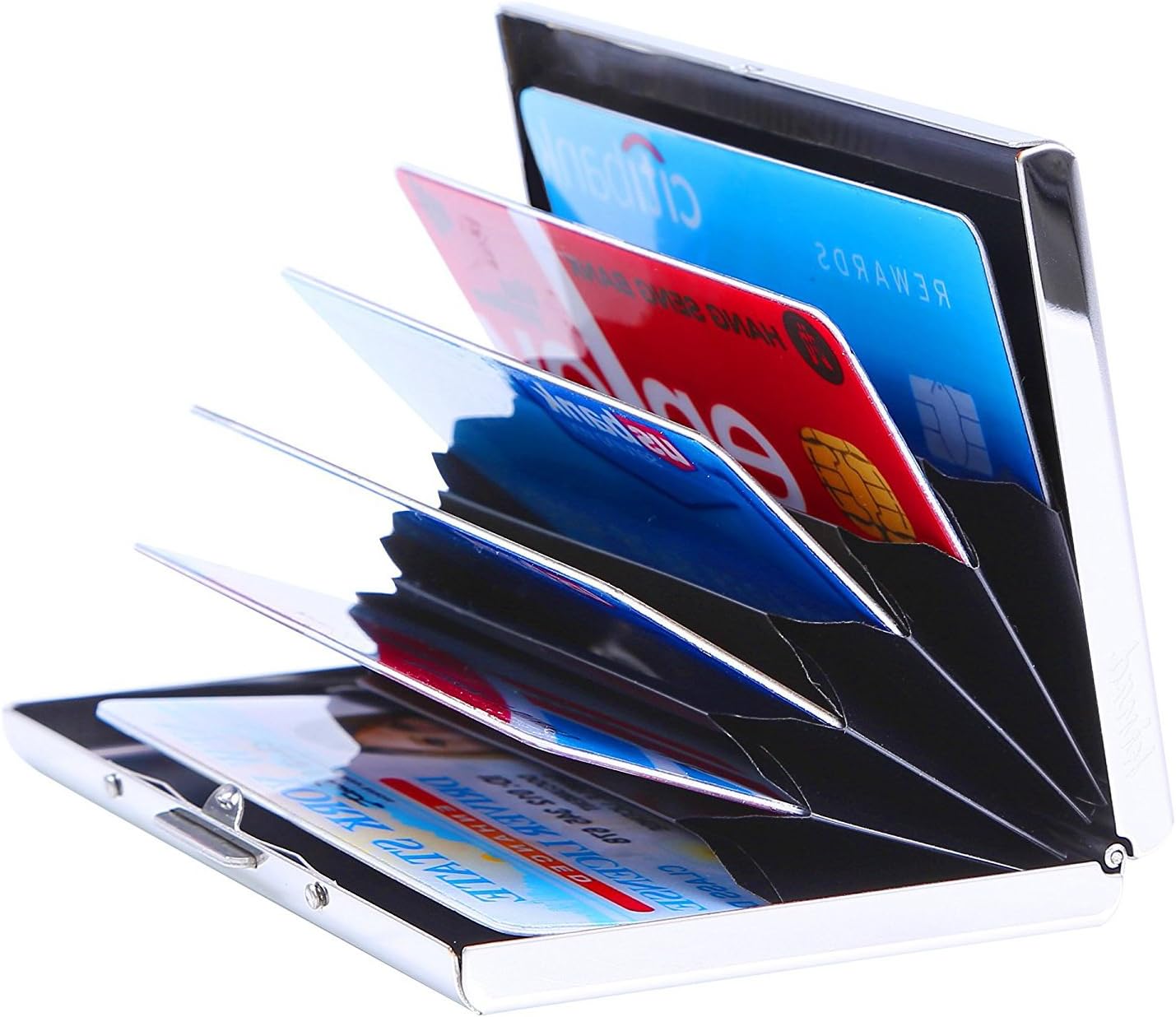 Wommty Ultra Thin Aluminum Metal Wallet RFID Blocking Credit Card Holder Case with 6 PVC Slots for Men & Women (Silver)