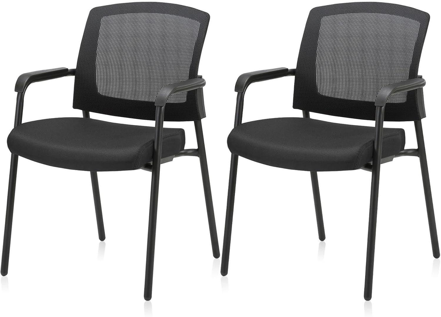 CLATINA Stackable Office Guest Chair, Reception Chair Ergonomic Mesh Back with Lumbar Support, Waiting Room Chair with Padded Seat for Conference Home Office, Black, 2pk