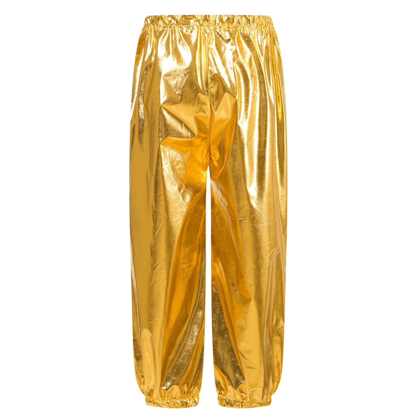 Pantalones de danza metálicos para niños y niñas, cintura elástica, pantalones de entrenamiento brillantes, pantalones deportivos para jazz hip hop dancewear