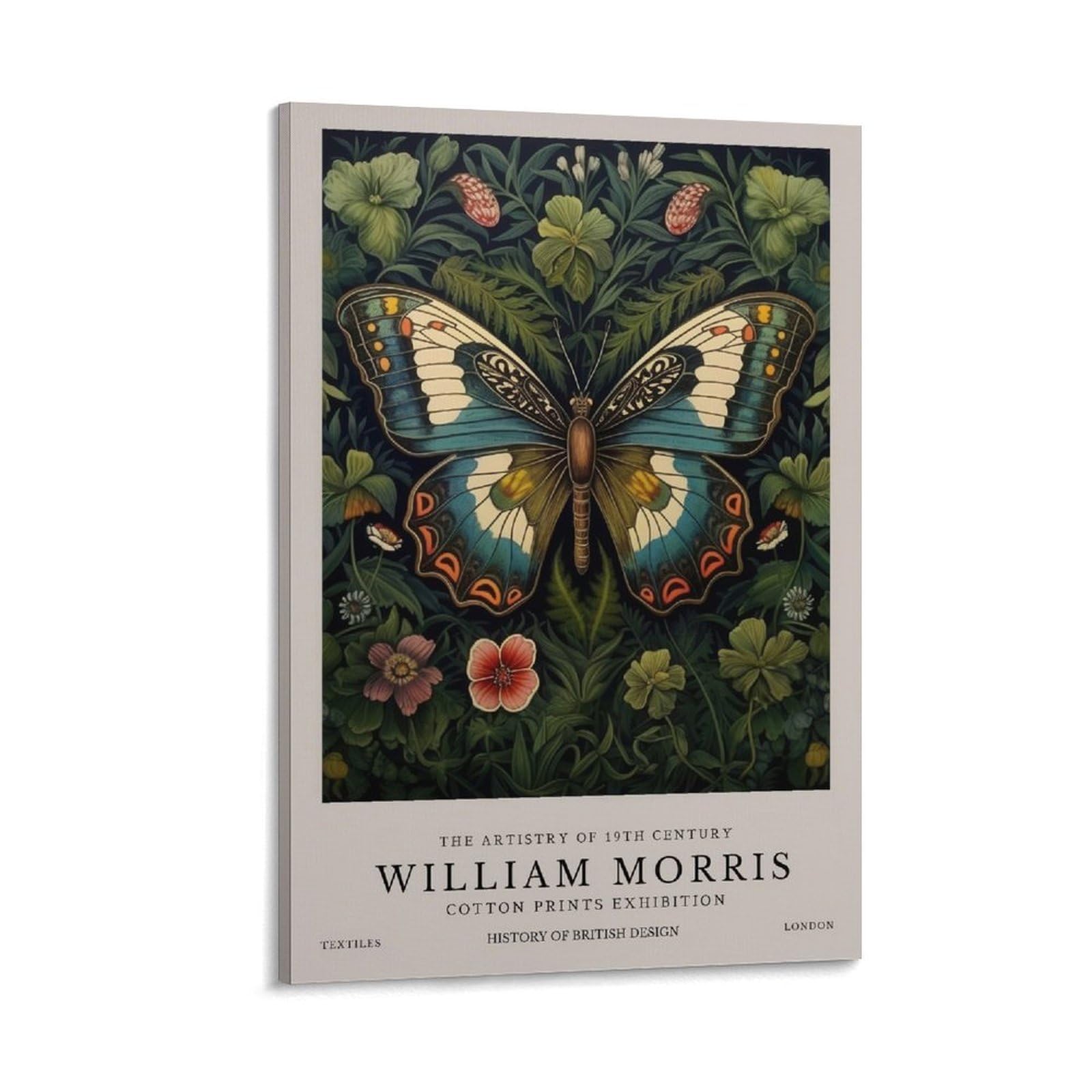 William Morris Butterfly Flower Plant Vintage Poster For Wall Decor Canvas Wall Art For Living Room Decor 08x12inch(20x30cm)