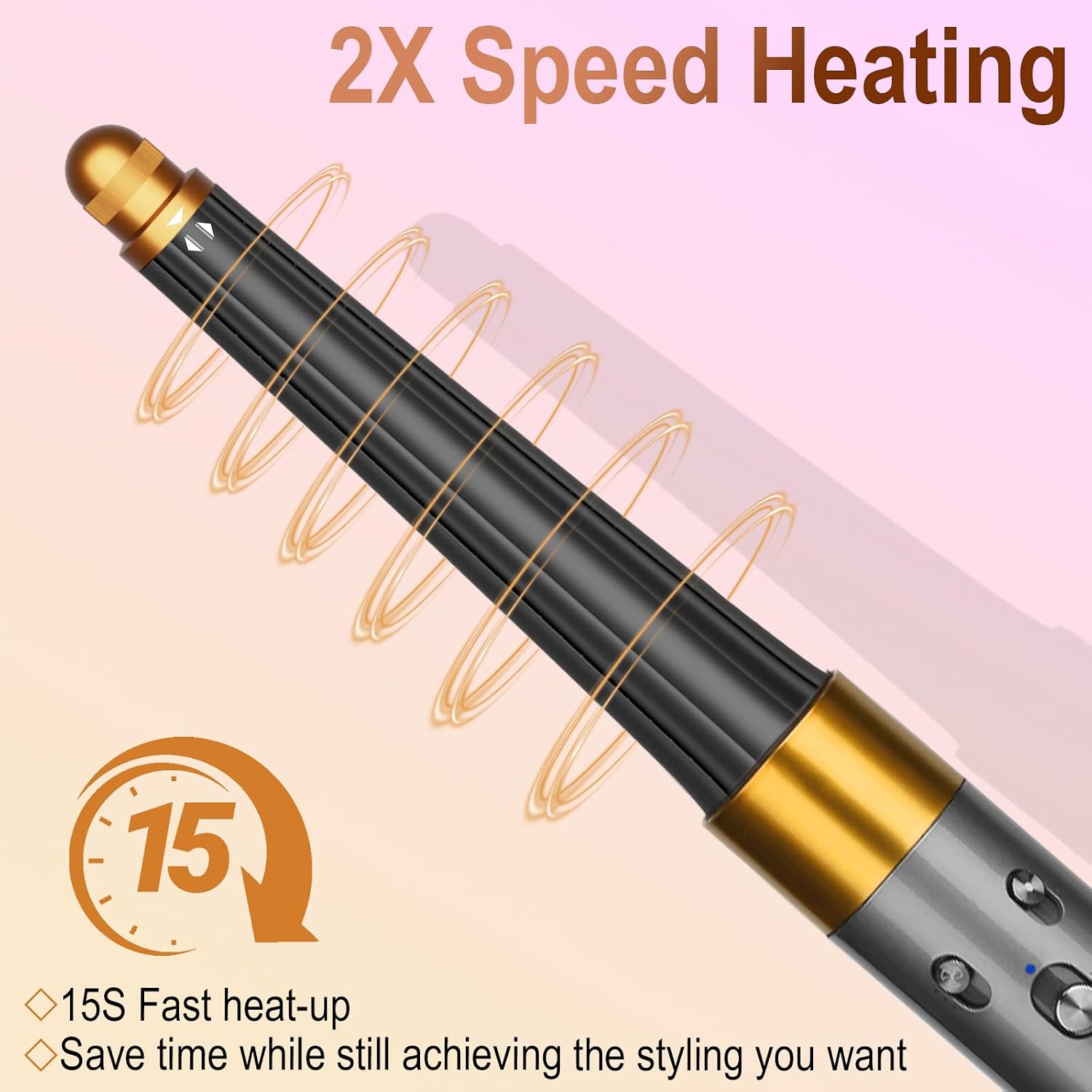 Long Curling Iron Conical Barrels for Dyson Airwrap Attachments, 0.8-1.4Inch Auto Curler Compatible with Air Wrap HS01 HS05 for Defined Curls or Voluminous Bouncy Waves Gold