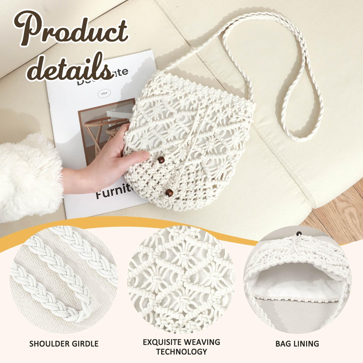 Straw Handbags Purses Crossbody Pocketbook Bag Casual Woven Beach Bags Summer Hobo Hippie Chic Tote Bags with Chain