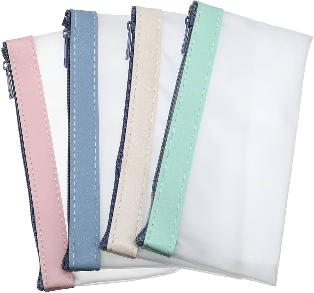 Amazon.co.jp: EXCEART 4個 半透明 ジッパーポーチ ペンケース 文房具