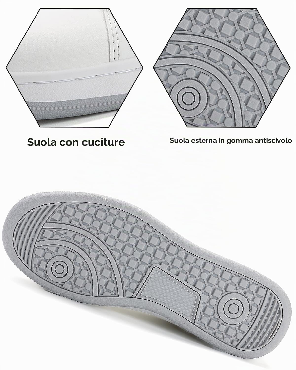 LANGDU Sneakers Uomo Scarpe da Ginnastica Casual Sportive Running Basse Scarpe all'Aperto 41-46EU (43EU, Bianco 40)