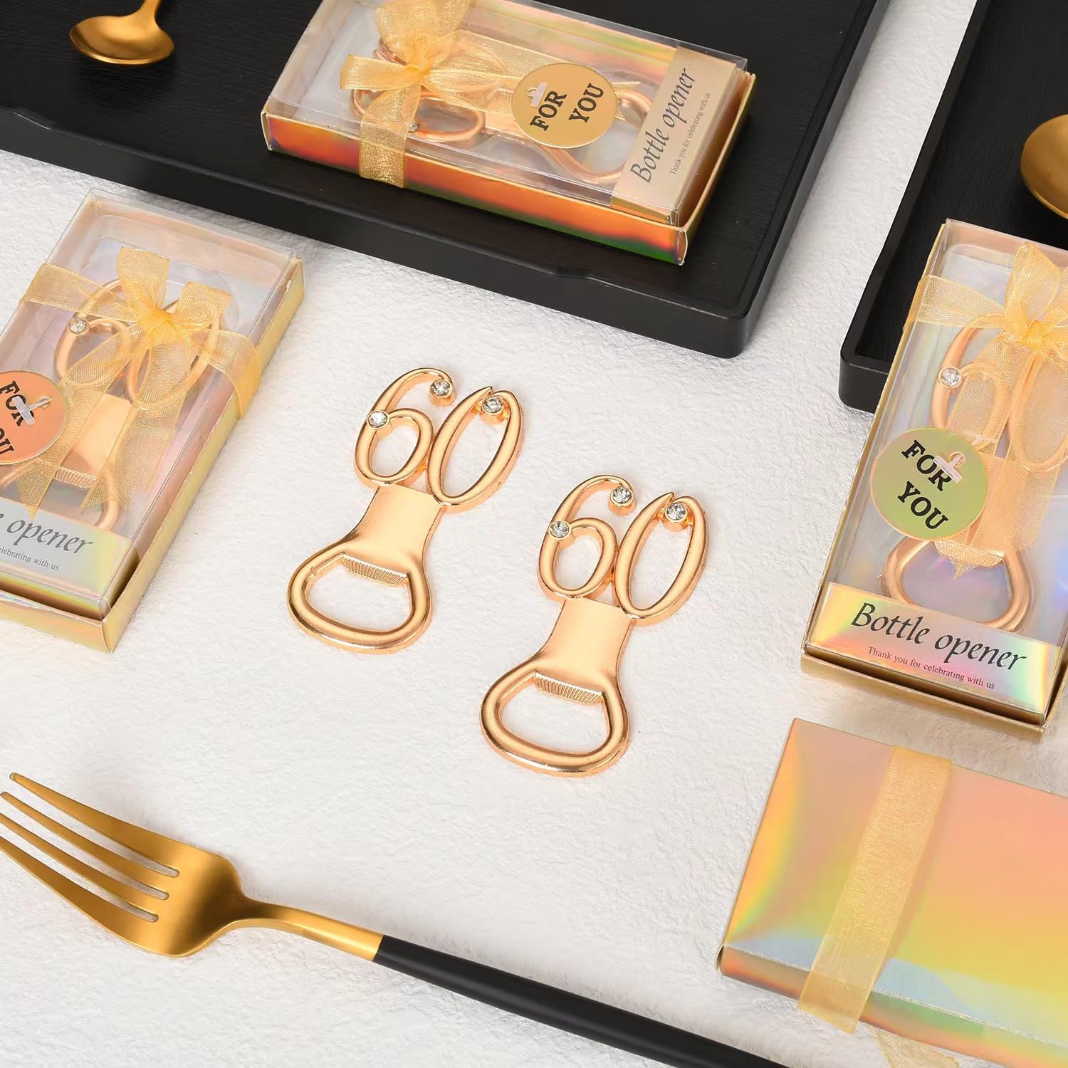 30 Apribottiglie Per 80 Anni - Bomboniere Compleanno Dorate, Regalo Matrimonio O Festa