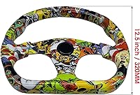 Vista 2 de Volante de Carreras de Coche con Patrón de Graffiti Volante de Derrape Plano de Acrílico para Juego de Simulación de Derrape en PC