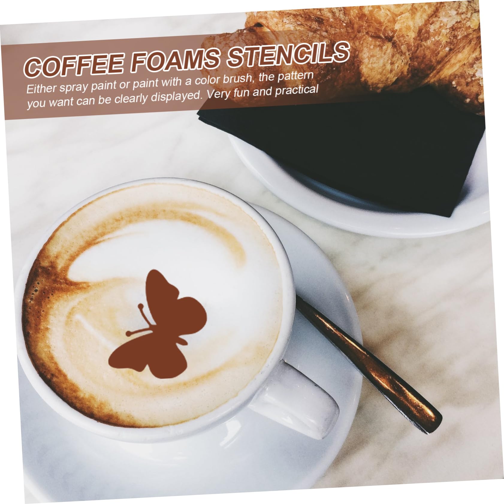 BRIGHTFUFU 30pcs Latte Art Molds for Coffee Stencils Decorations DIY Templates for Cappuccino Art