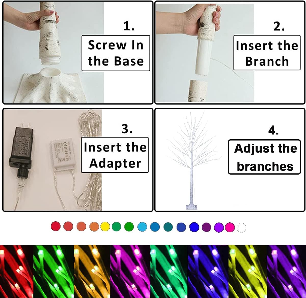 Buy 1 get 1 Outdoor Colorful Lighted Birch Tree for Christmas Decoration 5FT, Colors Changing Light Up LED White Tree Pink Multicolor Green Artificial Birch Branch with Remote for Home Holiday Wedding Party Decor