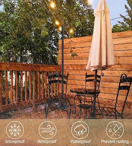 Miniatura 5 de Postes de luz de cadena de 10 pies para exteriores, postes de luz exterior para superficie de suelo duro, patio trasero, patio, iluminación al aire