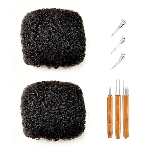 Cabello afro Kinky a granel 100% humano para extensiones de rastas, 16 pulgadas, 2.16 onzas, 2 paquetespaquete negro, para hacer rastas torcidas o