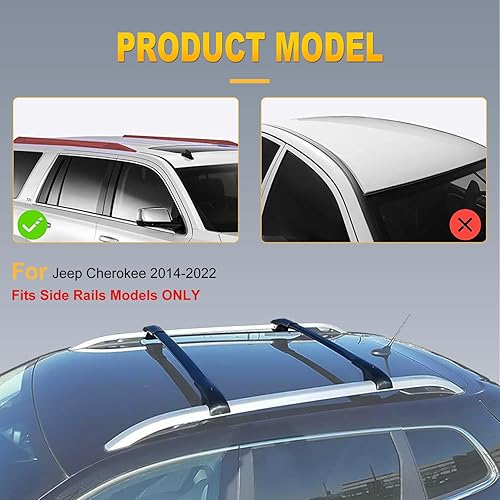 Miniatura 3 de OCPTY Barras transversales de techo para Jeep Cherokee 2014 2015 2016 2017 2018 2019 2020 2021 2022 barras de carga para bolsa de transporte de