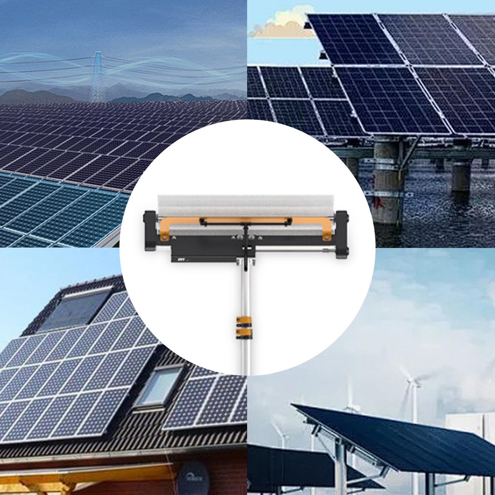 Automatischer Wasserreiniger, elektrischer Solarmodul-Reinigungsroller, Wasserzufuhr-Stangen-Set, für chemische Reinigung, kein Wasser (Batterie)