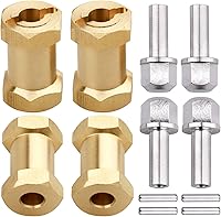 Vista 10 de Buje hexagonal RC de 0.472 in, ruedas de latón, concentradores hexagonales, adaptador de unidad hexagonal, espaciadores para 1/10 RC Crawler Axial
