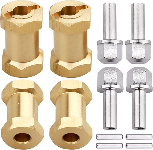 Vista 19 de Buje hexagonal RC de 0.472 in, ruedas de latón, concentradores hexagonales, adaptador de unidad hexagonal, espaciadores para 1/10 RC Crawler Axial
