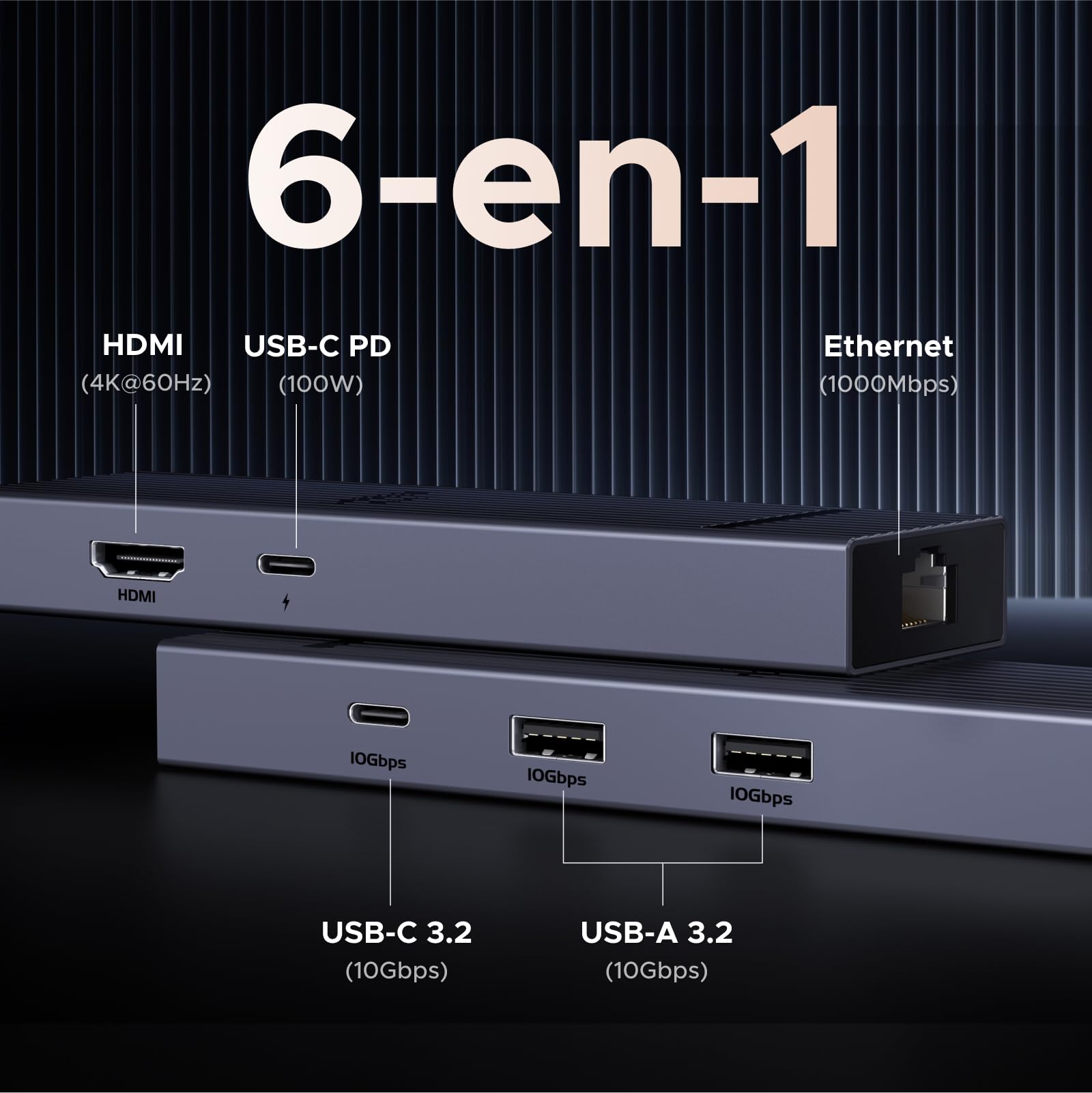 UGREEN Revodok Pro 1061 Hub USB C Ethernet Gigabit 6 en 1 Docking Station
