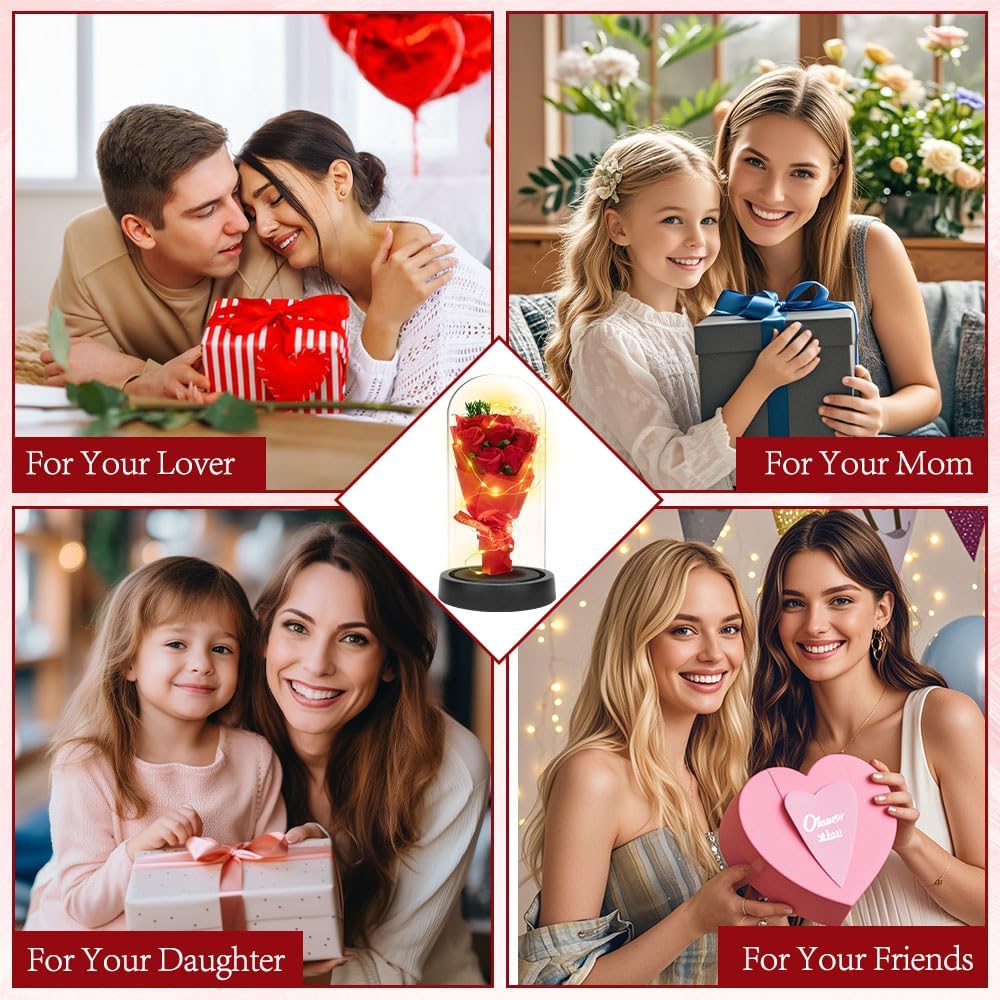 Preserved Flowers Artificial Red Roses Bouquet for Boyfriend Girlfriend Mom Romantic Gifts for Him Her Wedding Anniversary Mothers Day Birthday Eternal Rose Presents for Wife Husband
