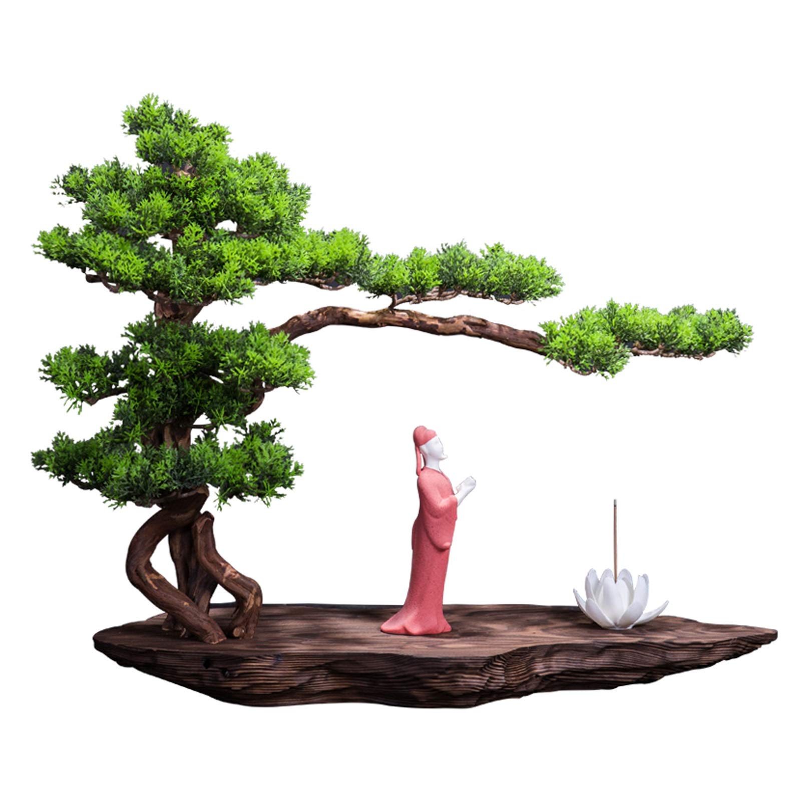 IUokLU Bonsai Tree Artificial Pine Chinese Zen Home Lucky Decorations Fake Plants Indoor Plants Home Official Decoration (A)