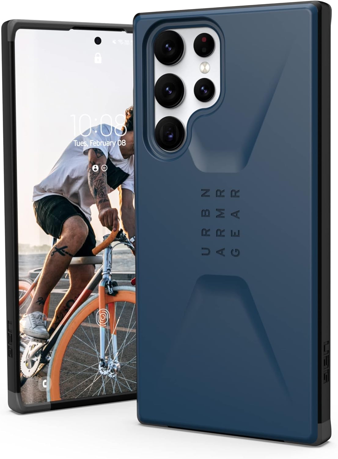 URBAN ARMOR GEAR UAG Designed for Samsung Galaxy S22 Ultra Case Black Sleek Ultra-Thin Shock-Absorbent Civilian Protective Cover, [6.8 inch Screen]