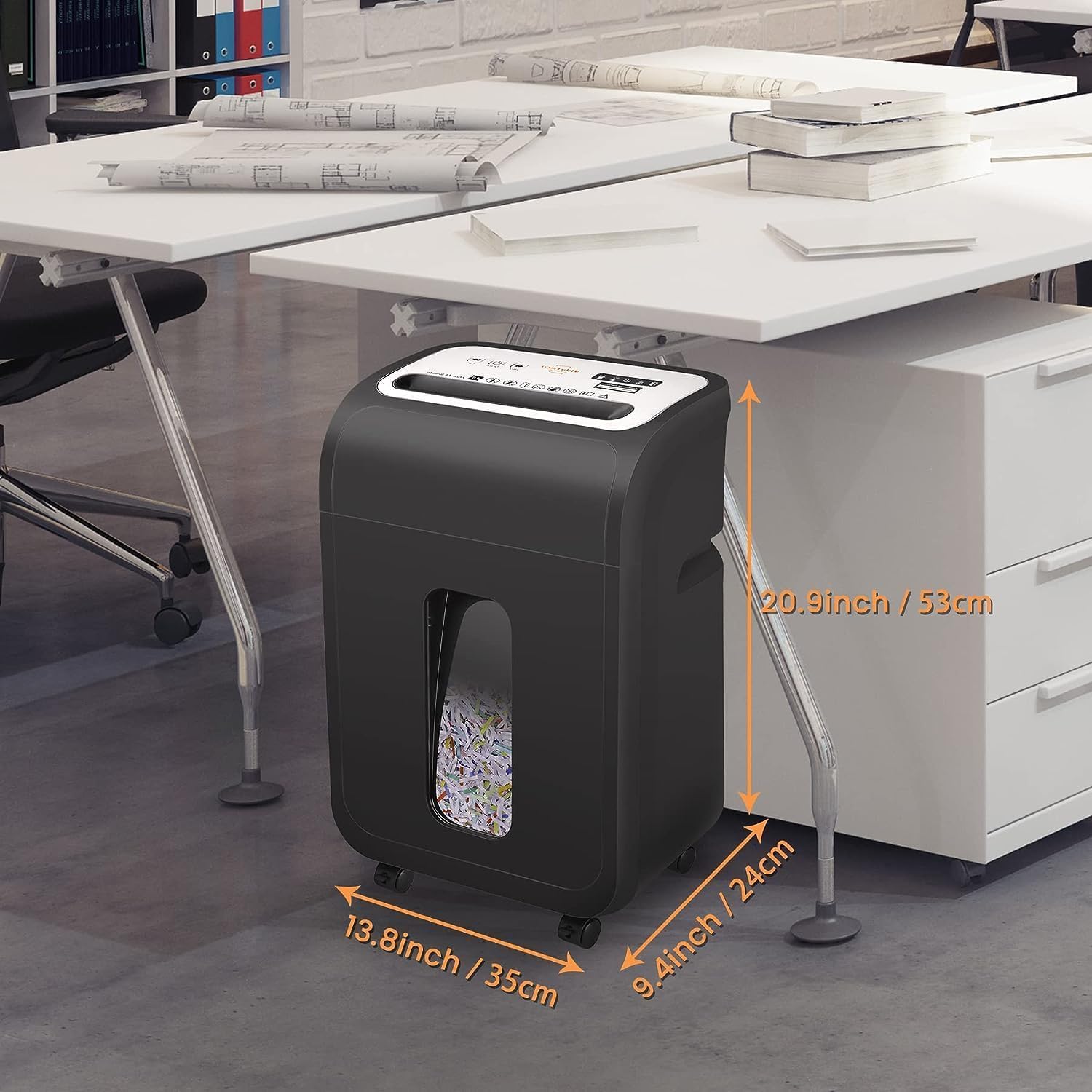VidaTeco Aktenvernichter für Büro & Home Office – Papierschredder & Schredder mit 15 Blatt Kreuzschnitt P4, 60 Min Laufzeit, 20 Liter Papierkorb, 58dB leise