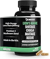 Vista 1 de DMoose Fitness Lions Mane Mushroom Supplement - 5300mg Adaptogenic Blend for Memory, Focus & Immune Support, 5in1 Lionsmane, Chaga, Maitake