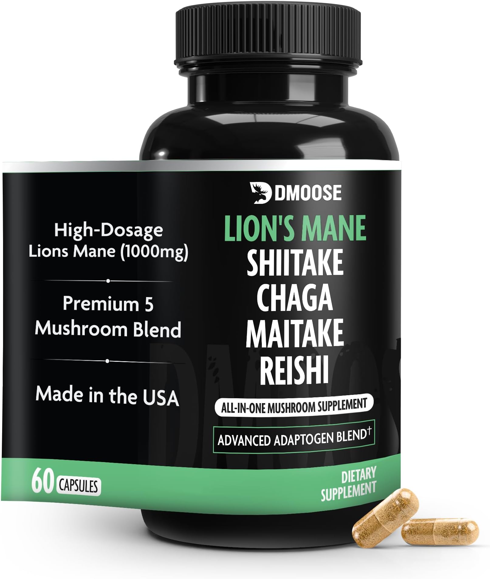 Lion's Mane Mushroom Complex - 5300mg Adaptogenic Blend for Memory, Concentration & Immune Support - 5 in 1 Lion's Mane, Chaga, Maitake, Shiitake & Reishi
