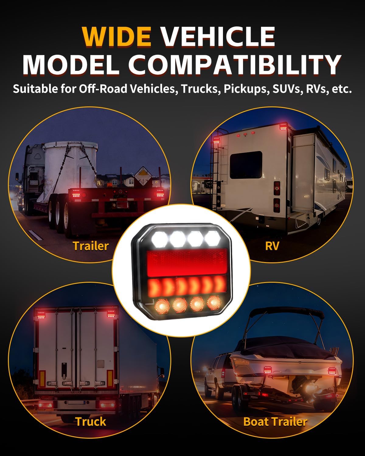 [Upgraded Magnetic Wireless Trailer Lights, Rechargeable Type-C LED Trailer Lights with 5 Modes,100 FT Signal Sync Tail Tow Light Kit for Towing Trucks Boat RV Camper Caravan