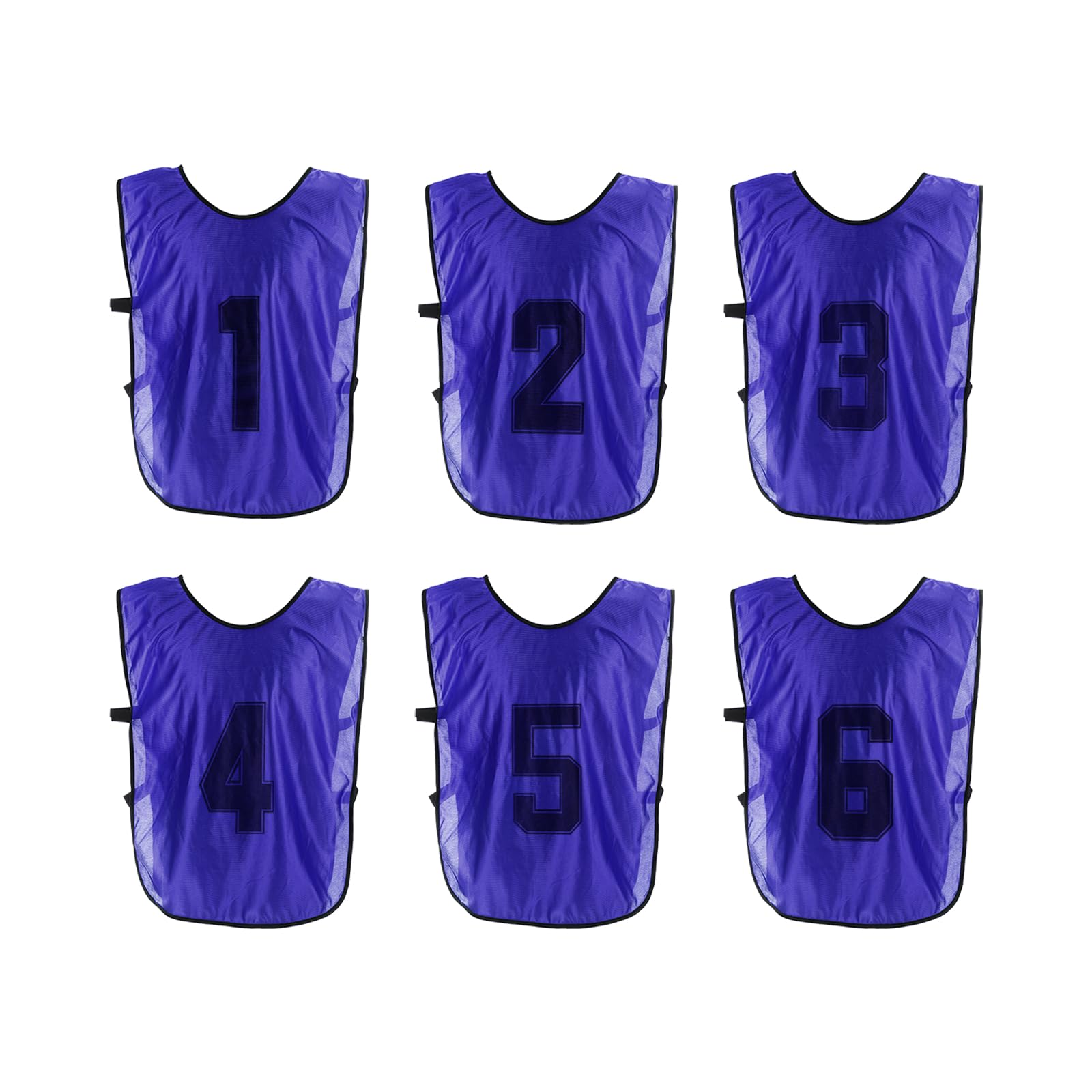 PATIKIL Soccer Training Vest, 6 Pack Team Sports Pinnies Reversible Numbered Soccer Practice Pennies Jerseys Bibs with Belt for Children, 26 Inch Purple