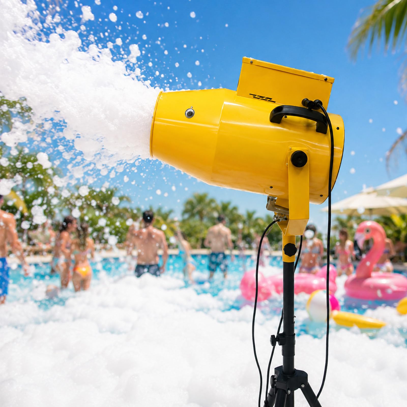 Pealiritansemen Yellow Foam Machine For Party, Outdoor Foam Machine With Telescopic Tripod, Water Pump And Thick Foam Spray, Great For Kindergarten And Summer Events, Poolside Fun And School Shows