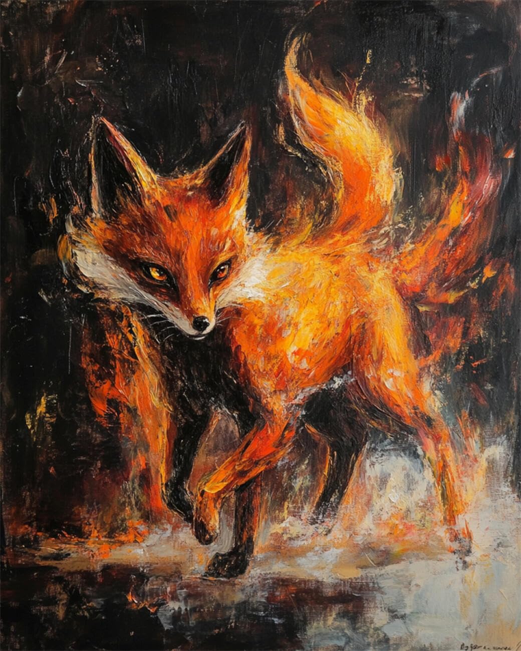 RKFLGEW DIY Embroidery Beads Set Fox Oil Painting 30x40cm