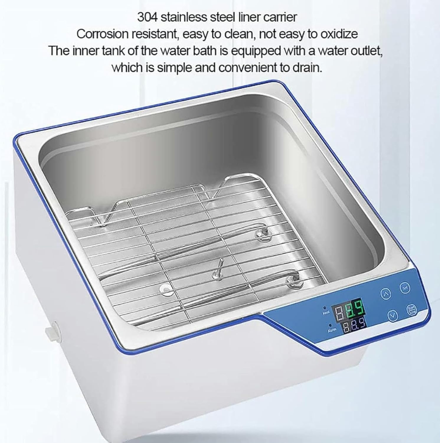 AMNOOL Digital Constant Temperature Water Bath, Stainless Steel Inner Liner, Electric Heating, Porous Constant Temperature Water Bath, RT5 to 100 ° C, Timer 0 to 999 Minutes, Capacity 6.7L/14