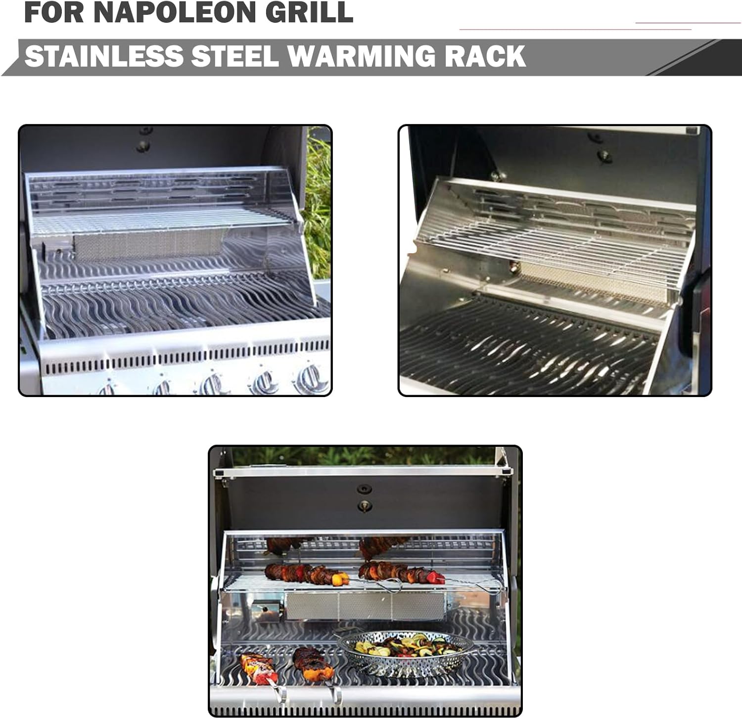 N520-0023 Warming Rack Replacement for Napoleon LEX 485 Grill Parts Lex485 Bilex485 Mirage 485 Series BIM485 BIM485RB Warming Shelf Napoleon Legend LD485 LD485RSIB Top Rack Built-in Upper Accessories