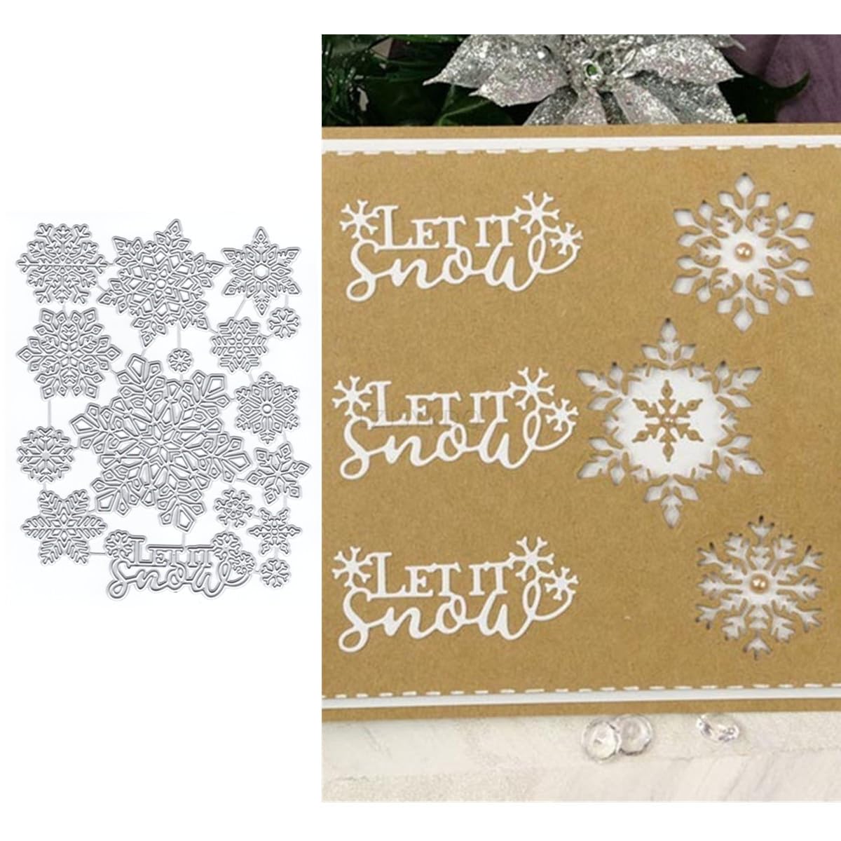 Snowflake Die Cuts for Card Making, Let It Snow Metal Cutting Dies for Paper Scrapbooking, DIY Stencils for Album Party Wedding Festivals Decoration — image 1
