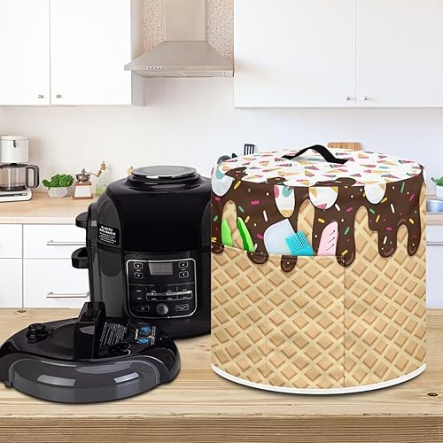 Miniatura 3 de Suobstales Cubierta de polvo realista para olla a presión de helado con asa, cubierta protectora redonda lavable para olla a presión eléctrica, olla