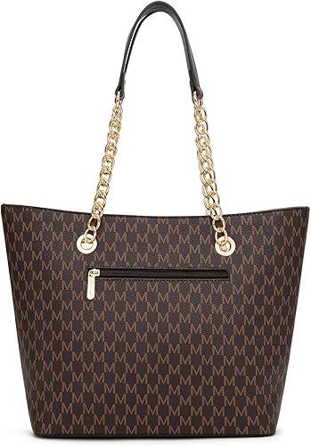 Vista 108 de Montana West Bolso de mano para mujer con asa superior con cadena Gris/Negro,M Café,M Deep Rose Rojo,verde, (M Green),Beige,Monograma