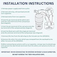 Vista 2 de URCO410 Kit de condensador de arranque duro 3 en 1 para refrigeradores, combinación de condensador de arranque de sobrecarga de relé de estado