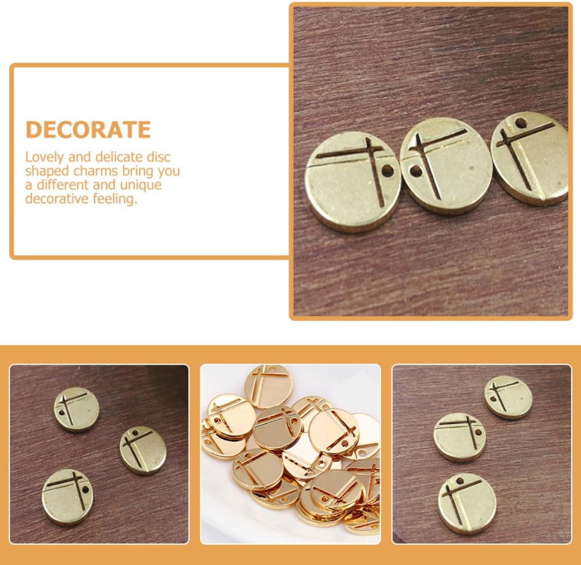 Golden Alloy Disc Pendants for DIY Jewelry Making 10pcs image 5