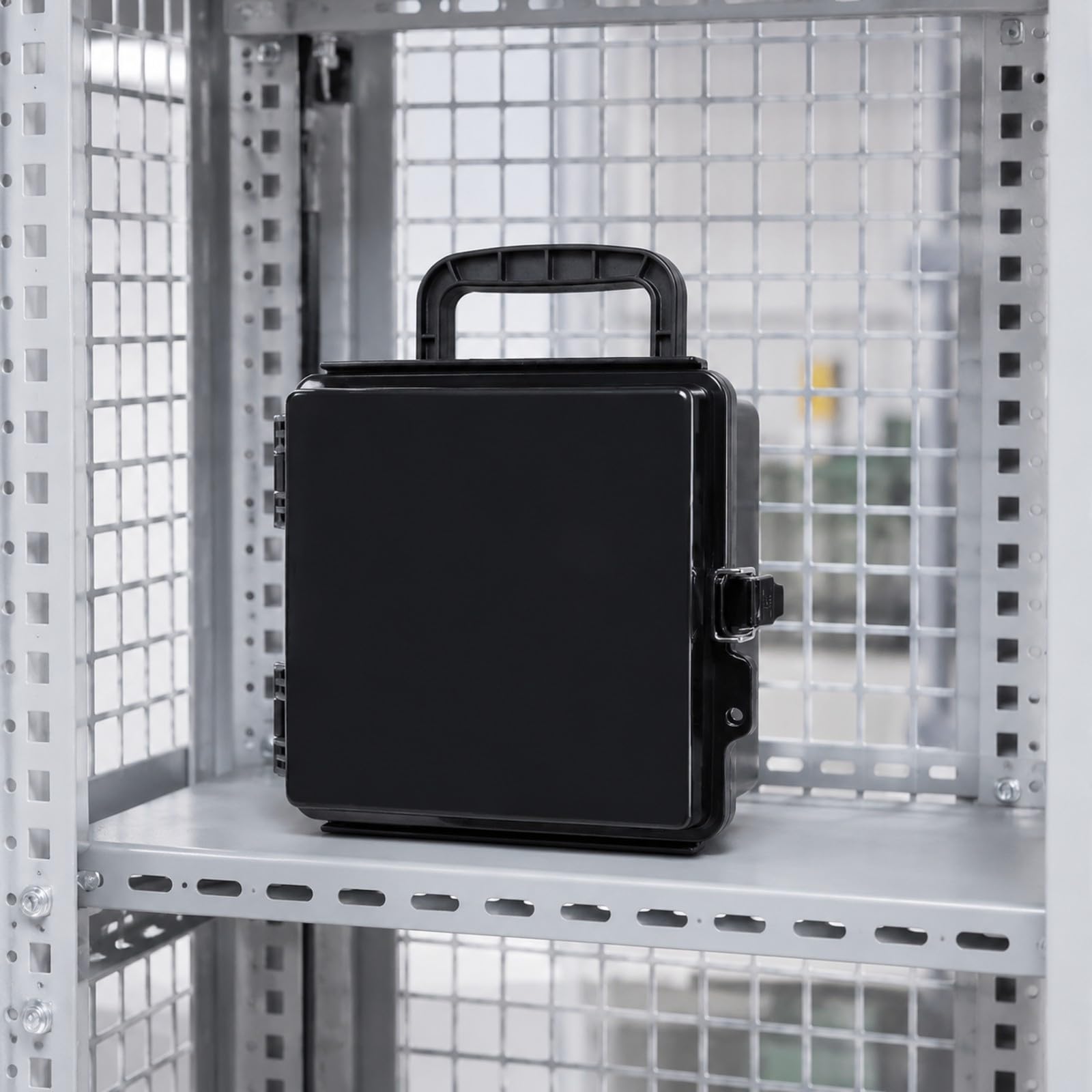 Amagogo Involucro Elettrico Portatile con Coperchio a Cerniera Resisn Agli Urti Custodia Elettrica con Maniglia e Chiusure in Acciaio Inox Affidabile, Nero Trasparente, 150x150x90mm