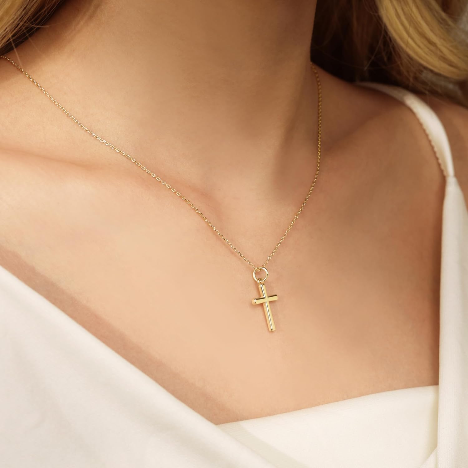 14K Gold Cross Pendant Necklace for Women Minimalist Jewelry with Dainty Charm Elegant Chain for Daily Gift Use - Image 5