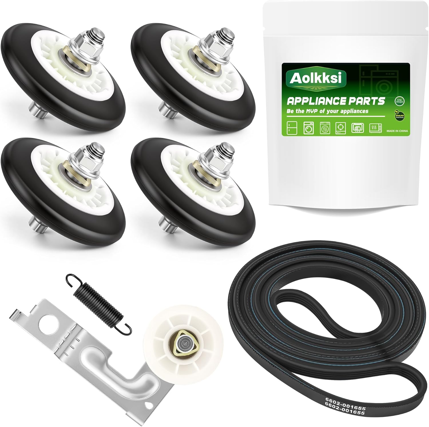 Upgraded Dryer Repair Kit for LG Kenmore Dryers Includes 4581EL2002C Dryer Drum Roller 4400EL2001A 4581el3001e Dryer Belt 4561EL3002A AGM75510755 Idler Pulley and Spring