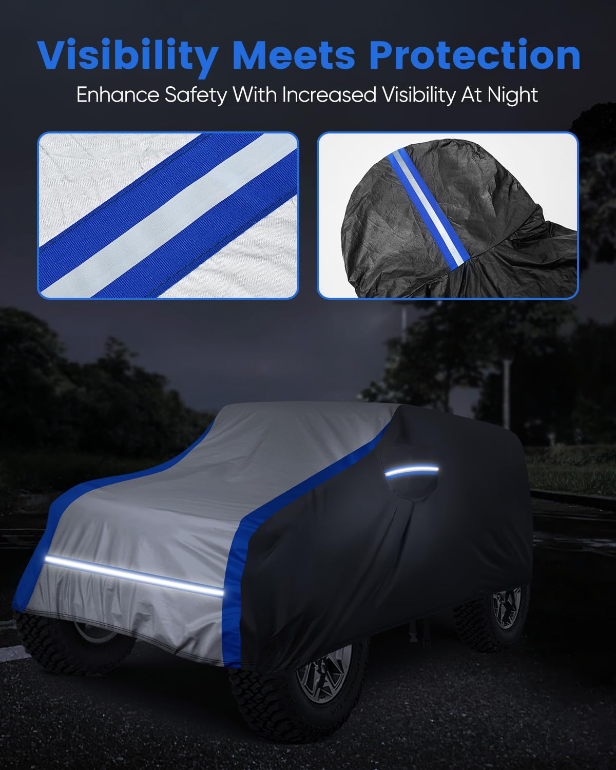 NOVSIGHT Car Cover for Jeep Wrangler 2 Door 2007 2025 JK JKU JL JLU Waterproof All Weather Outdoor — view 2