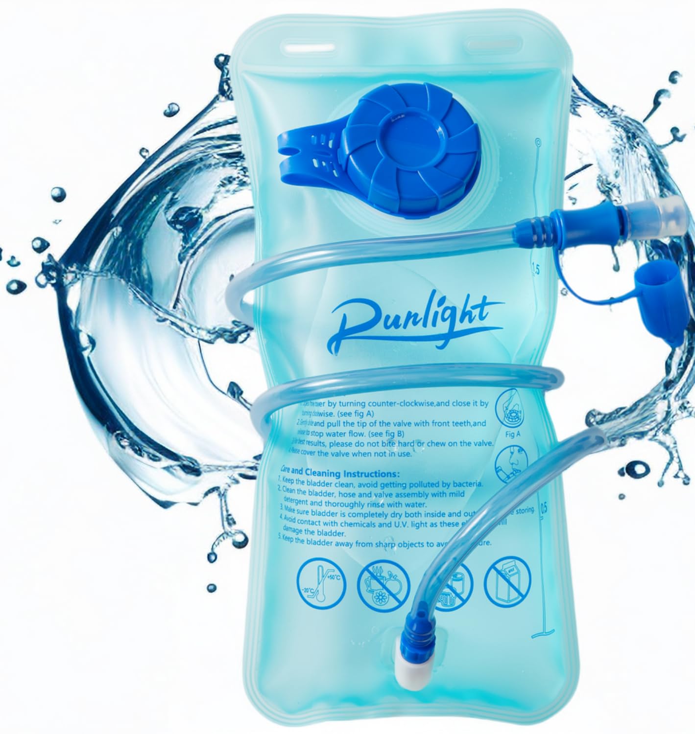 Hydration Bladder,1.5L-2L Water Bladder for Hiking Backpack Leak-Proof Water Reservoir BPA Free Hydration Bag for Biking Running Camping 1.5-2 Liter