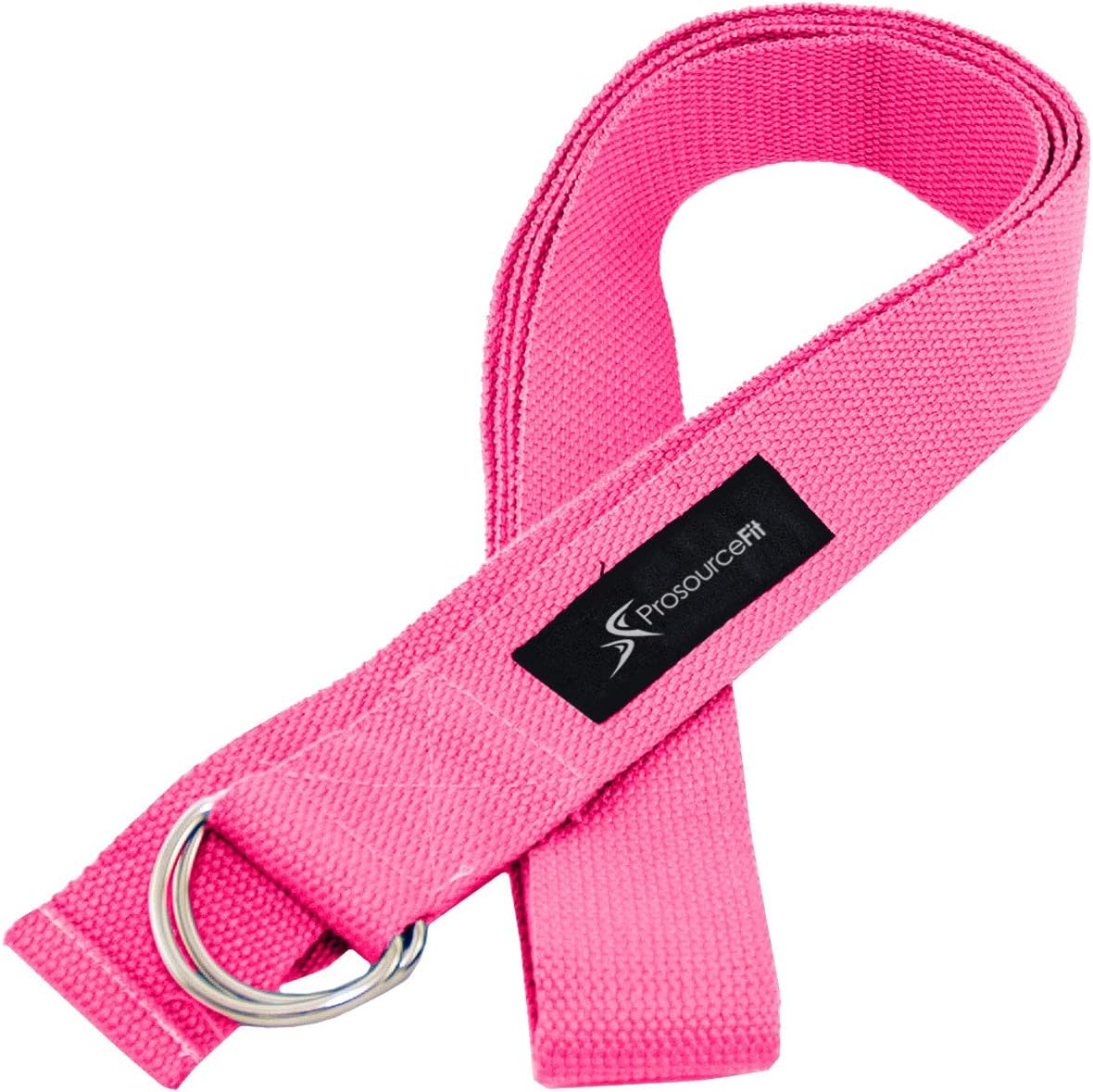 Prosource Fit Metal D-Ring Yoga Strap 8’ Durable Cotton for Stretching and Flexibility