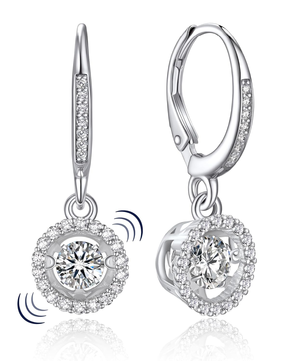 MomentWish Dangle Earrings for Women-925 Sterling Silver Moissanite Earring Womens Gift for Valentine Birthday D Color VVS1 Dancing