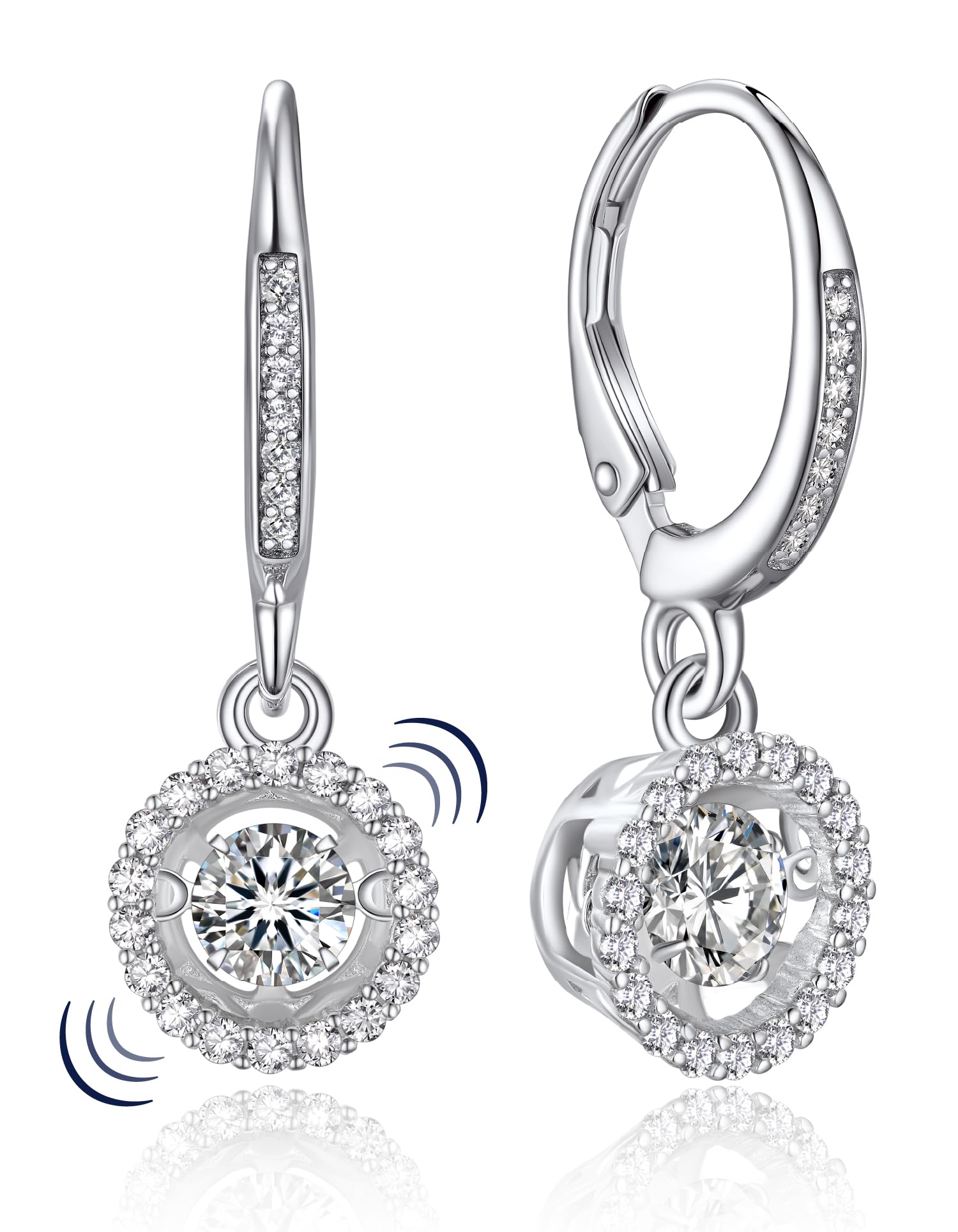 MomentWish Drop Earrings for Women, Women's Gift for Valentine Birthday, D Color VVS1 Dancing Moissanite Earrings, 925 Sterling Silver Dangle EarringsRecycled Claim Standard Blended